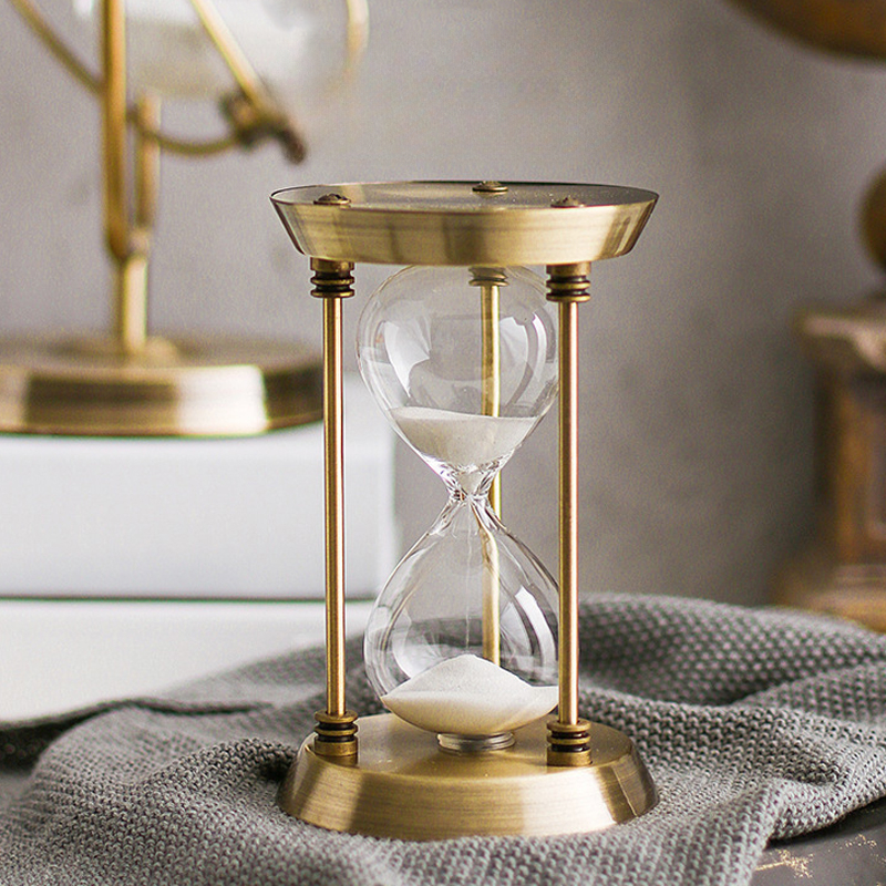 EUROPEAN RETRO EMPTY HOURGLASS SAND TIMER METAL SAND GLASS HOME OFFICE DECOR