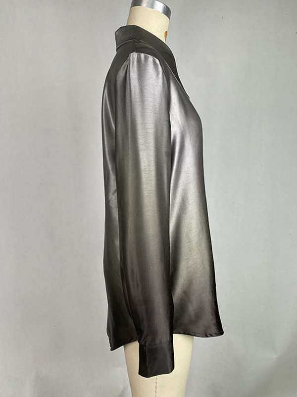 Long Sleeves Buttoned Gradient Lapel Blouses&Shirts Tops