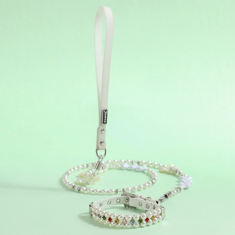 Multi-color Rhinestone Pearl Dog Cat Collar