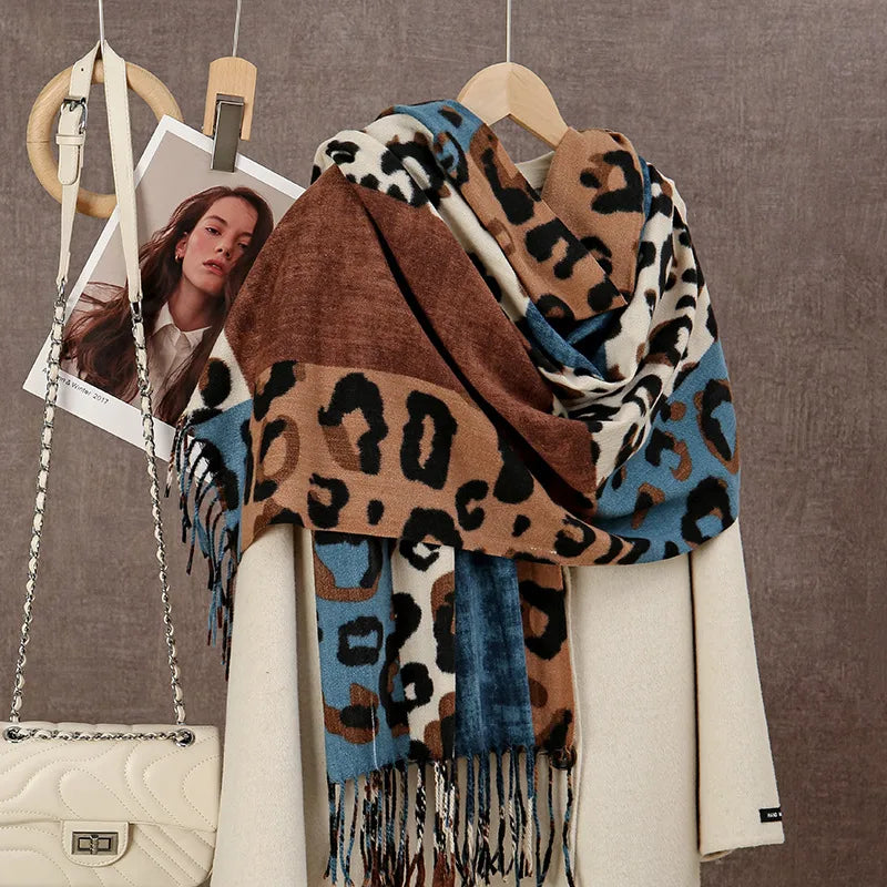 Women's Casual Leopard Imitation Cashmere Printing Scarf