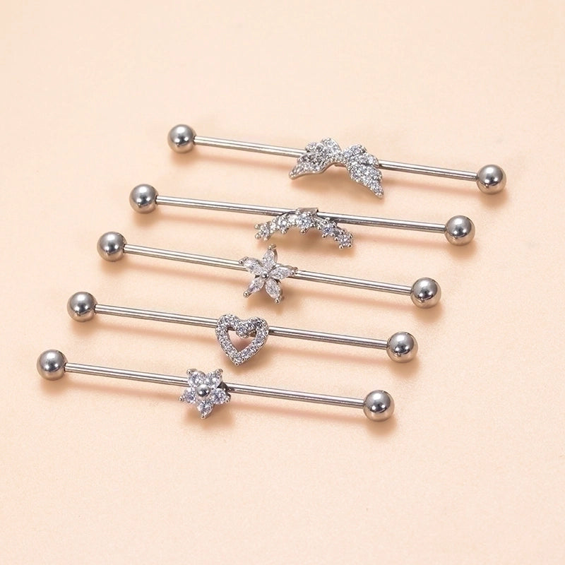 1 Piece Ear Cartilage Rings & Studs Vintage Style Heart Shape Wings Flower 316L Stainless Steel  Copper Plating Inlay Zircon
