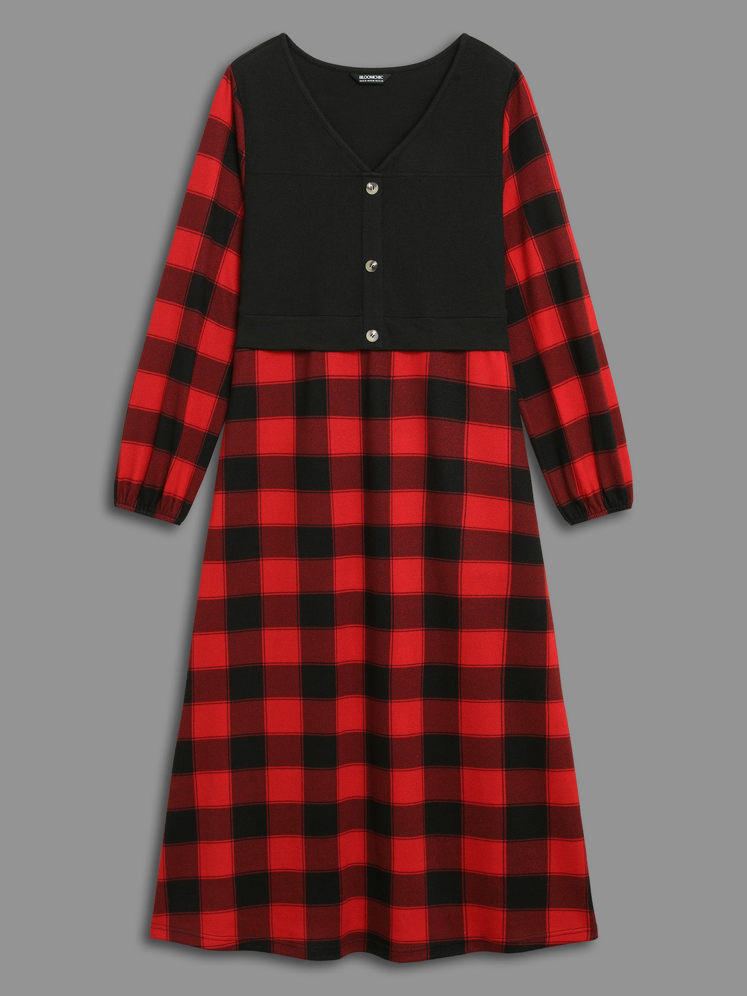 Vest Design Fit-and-Flare Midi Dress