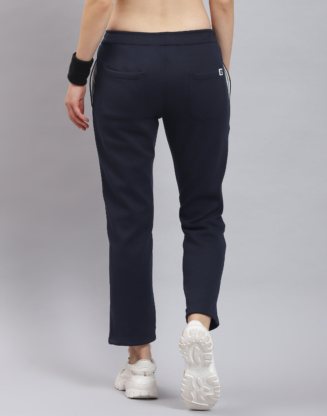 Women Navy Blue Solid Regular Fit Winter Lower