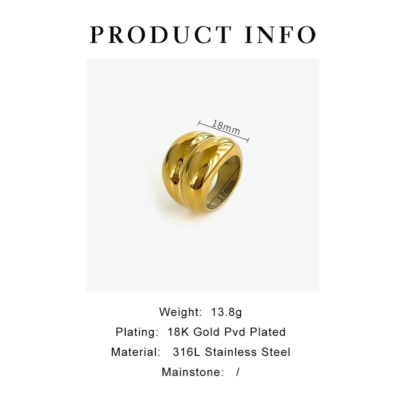 Hip-Hop Minimalist Classic Style Solid Color 316L Stainless Steel  18K Gold Plated Plating Rings