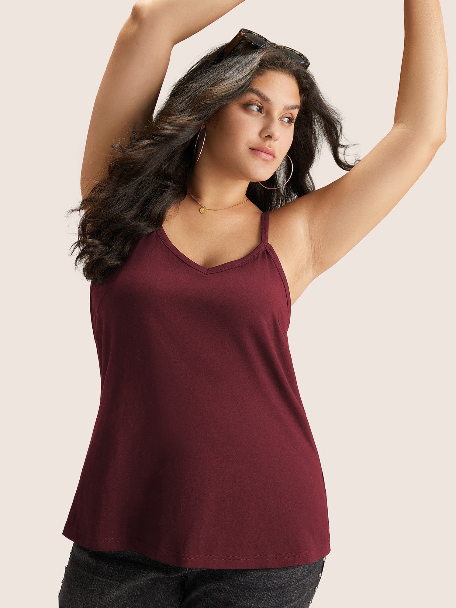 Cotton Plain Adjustable Straps Cami Top