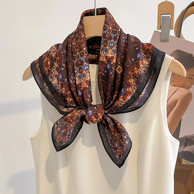 Women's Elegant Flower Polyester Silk Scarf