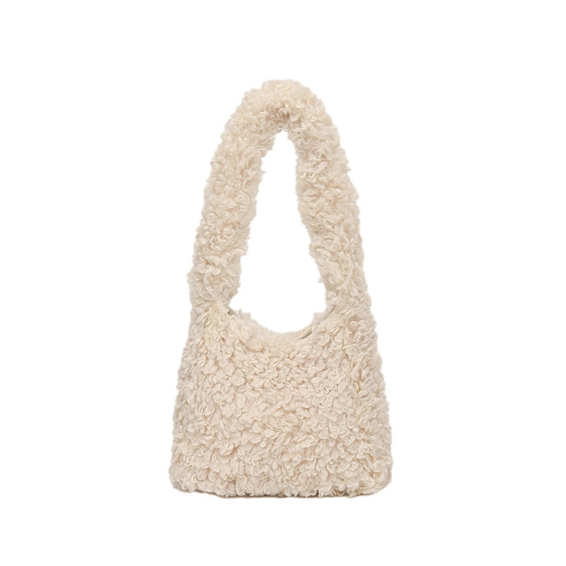Women's Medium Plush Solid Color Streetwear Square Magnetic Buckle Shoulder Bag