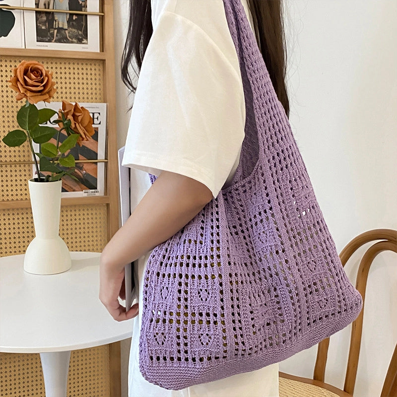 Women's Vintage Style Solid Color Polyester Shopping Bags