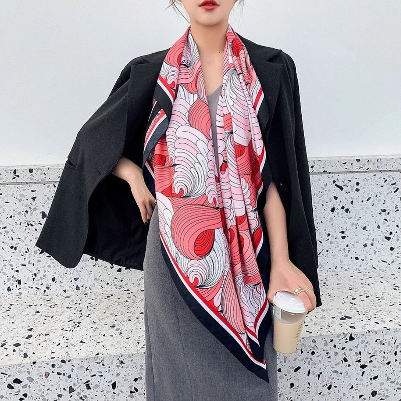 Women's Elegant Minimalist Plant Polyester Silk Scarf