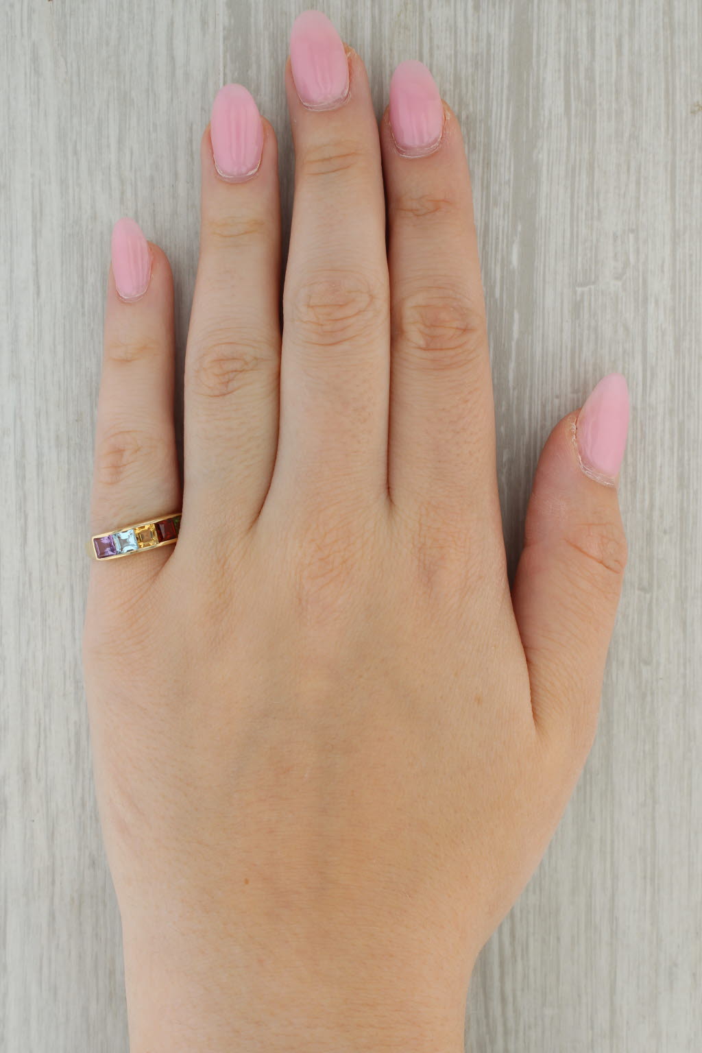 1.89ctw Gemstone Rainbow Ring 10k Yellow Gold Size 7.25 Stackable