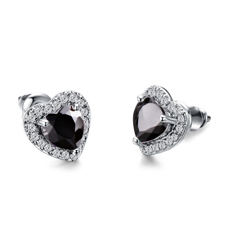 Minimalist Heart Copper Artificial Gemstones Earrings Ear Studs