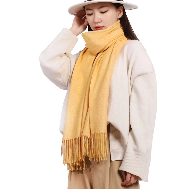 Cashmere Scarf Women Autumn And Winter Solid Color Simple Scarf Sweet Shawl Thick Warm Scarf