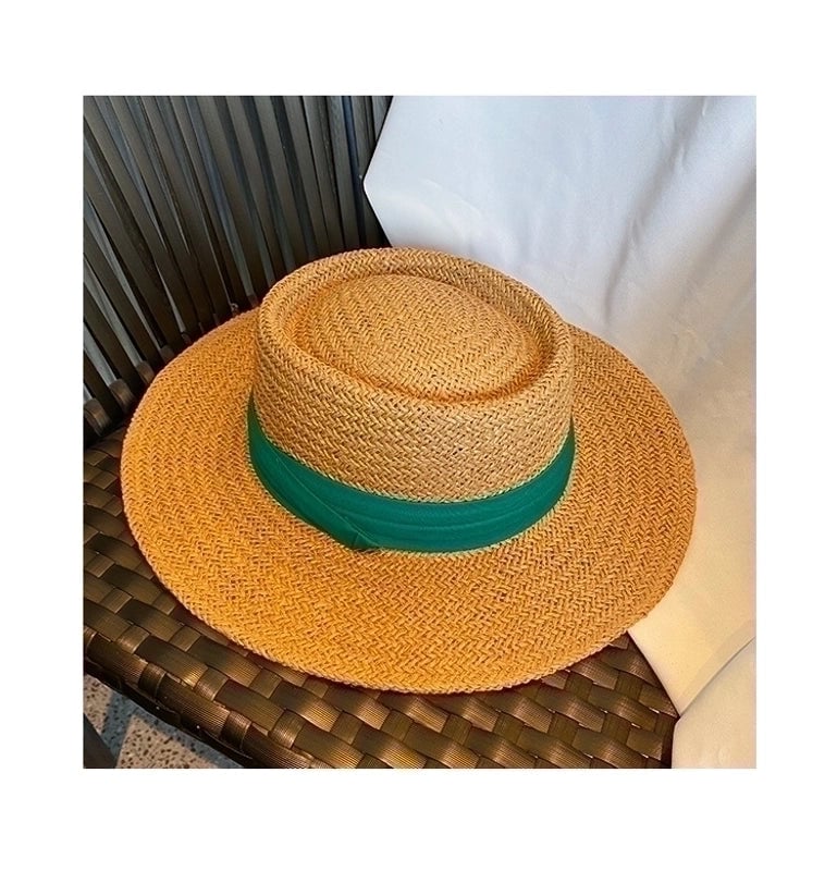 Women's Vacation Beach Solid Color Flat Eaves Straw Hat