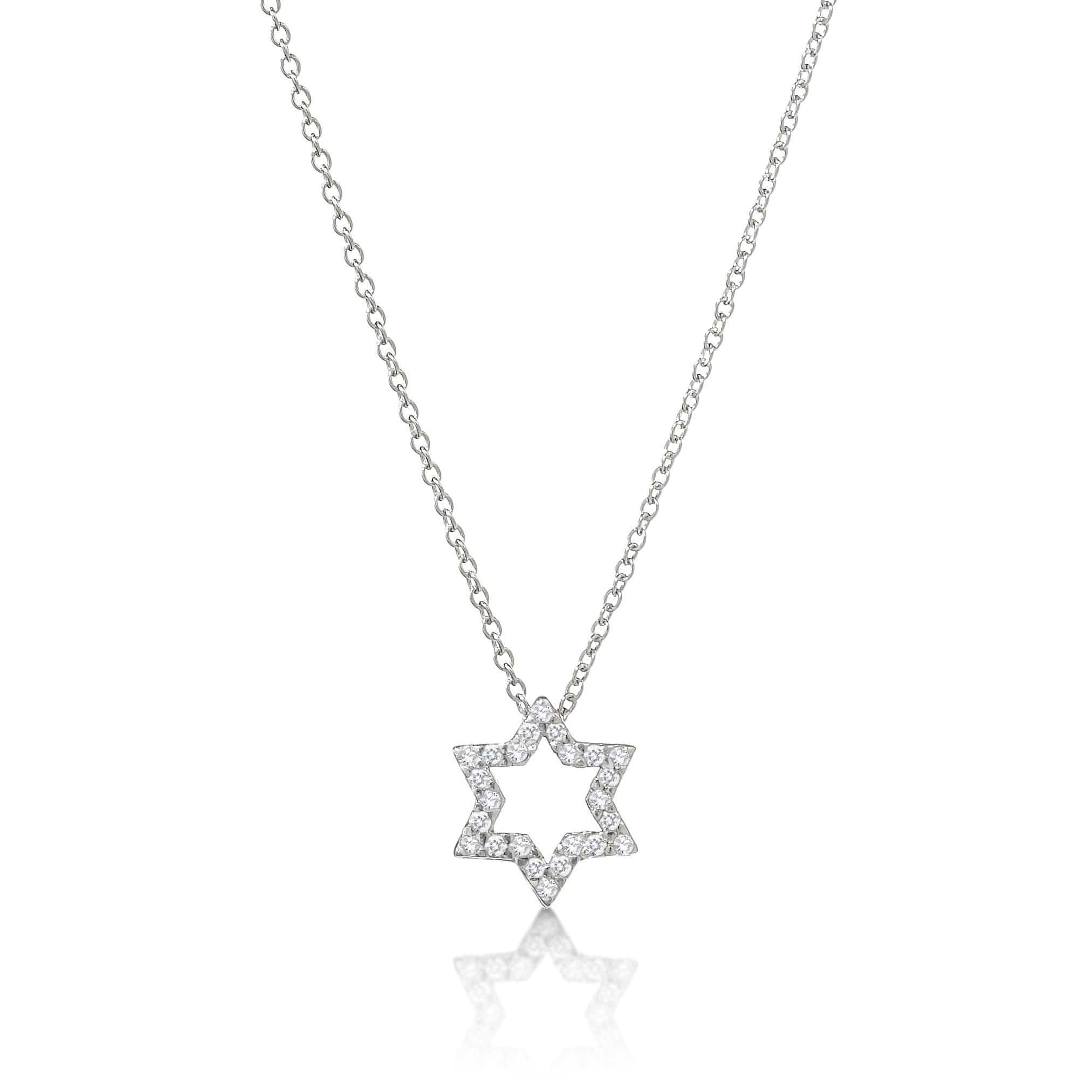Diamond Pave Star of David Necklace in 14k Yellow Gold or White Gold