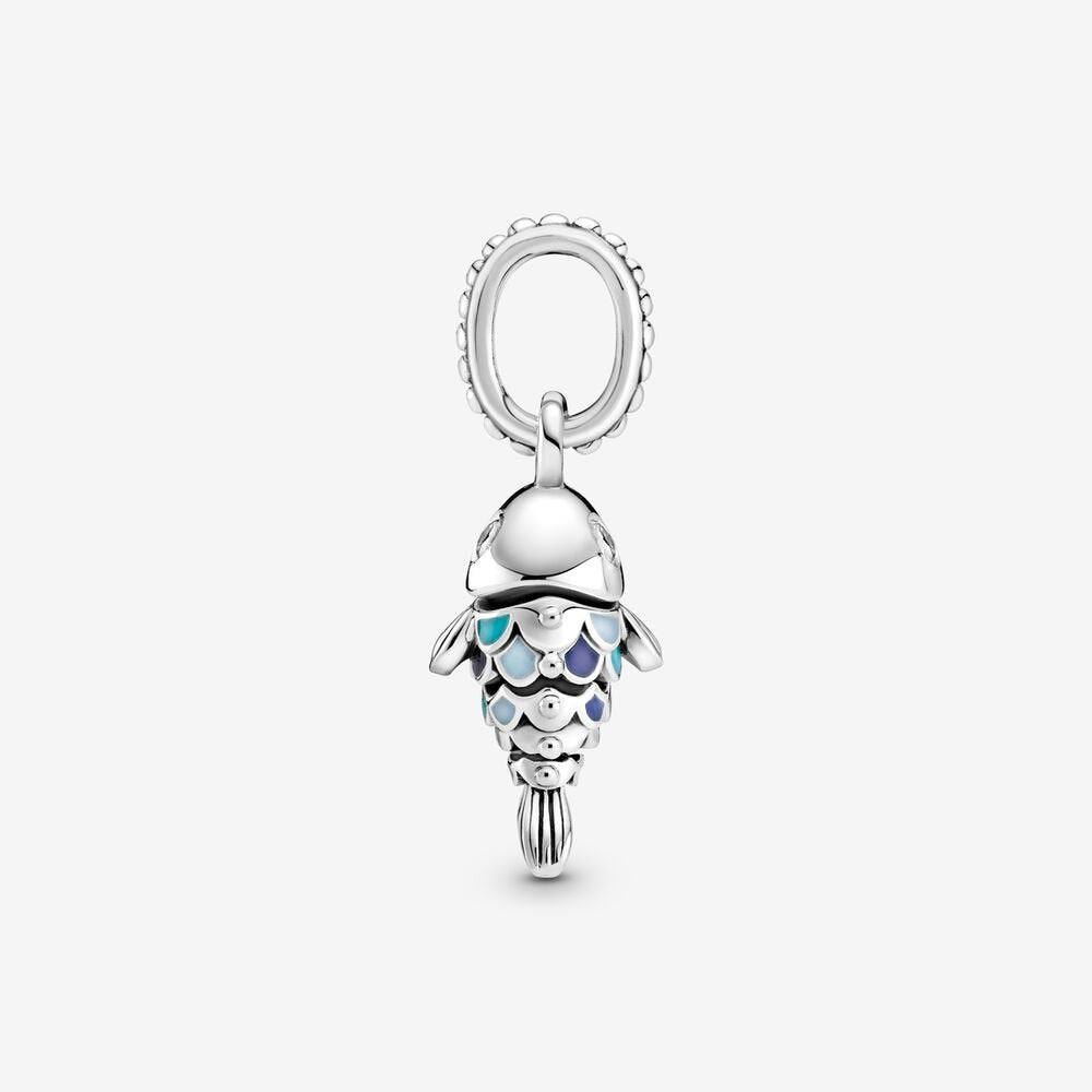 Blue Scaled Fish Dangle Pandora Charm