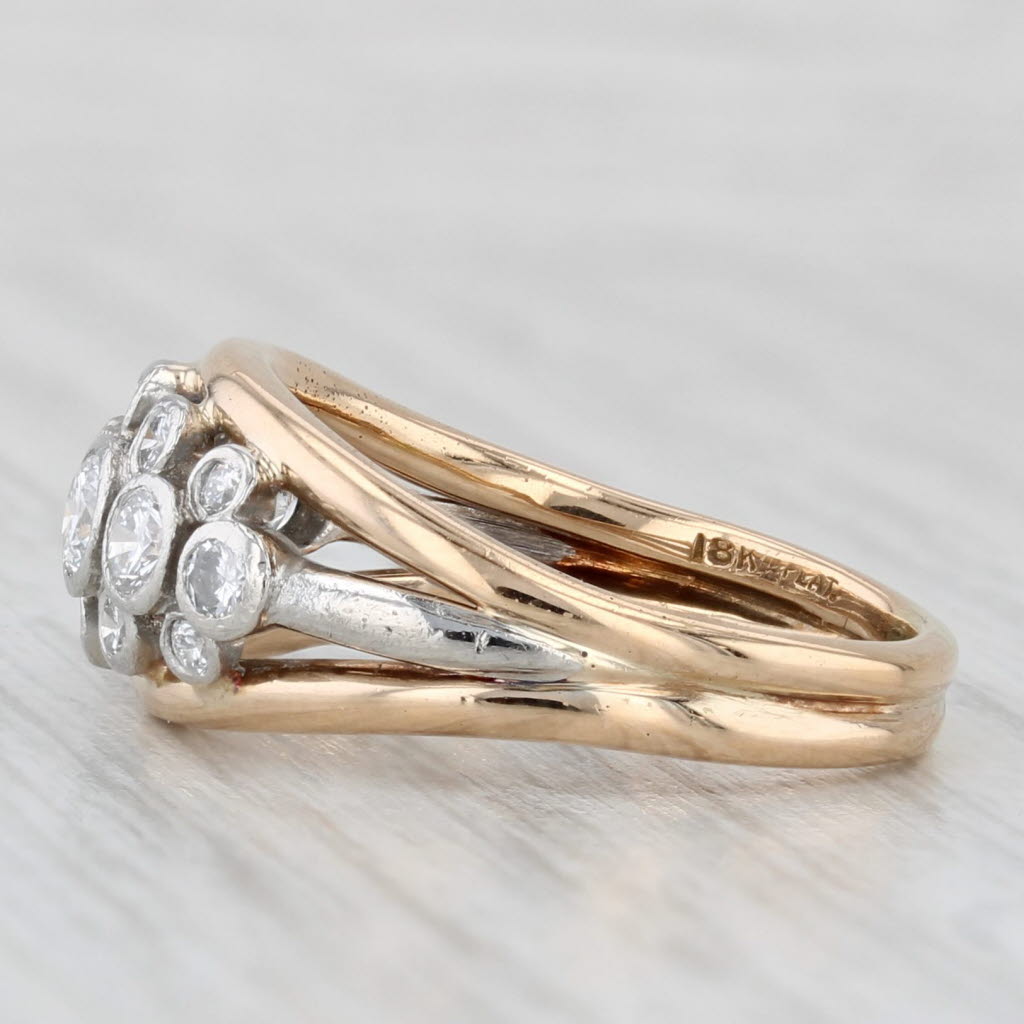 0.80ctw Diamond Cluster Ring 18k Yellow Platinum Size 7