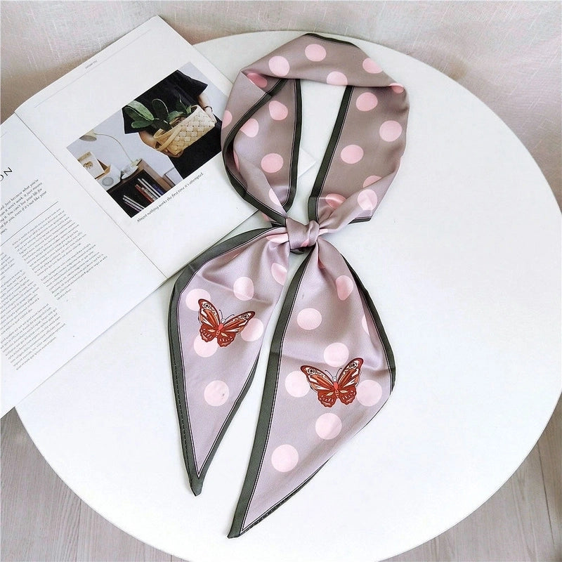 Women's Sweet Polka Dots Heart Shape Butterfly Polyester Satin Printing Silk Scarves