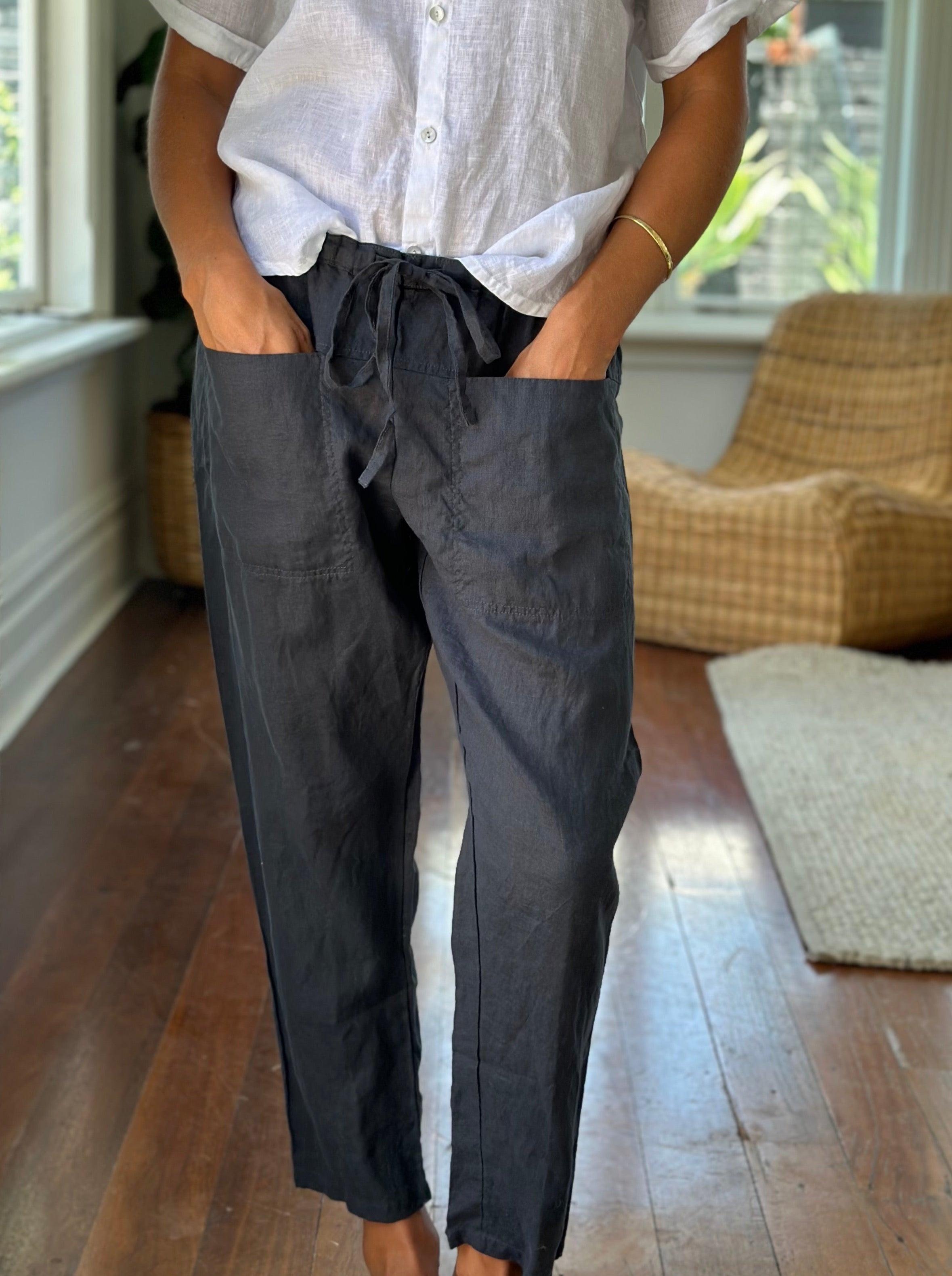 jessie pant-charcoal linen