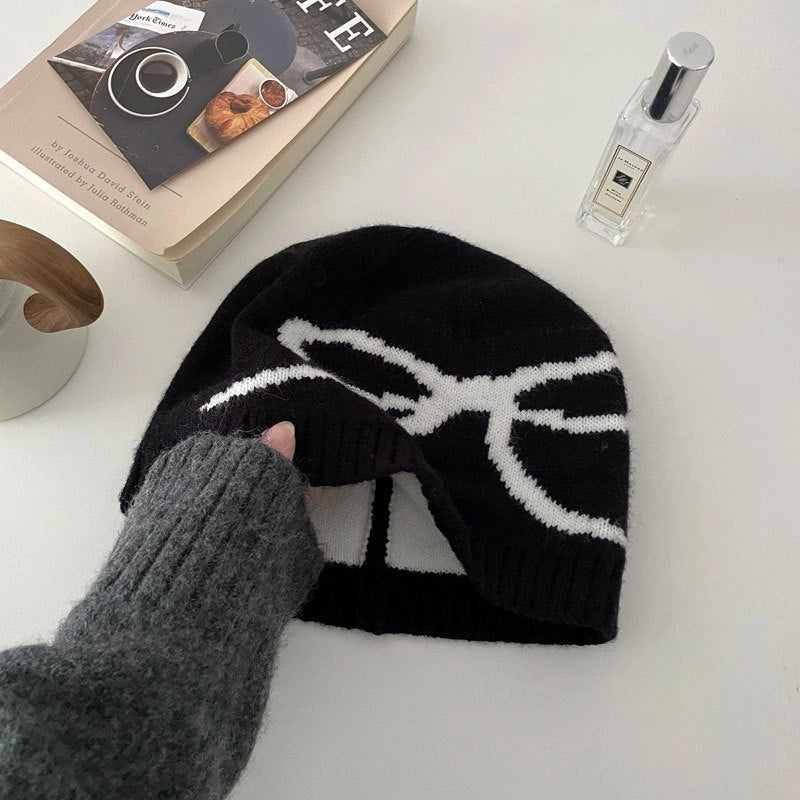 Women's Casual Minimalist Bow Knot Polyester Scarf Hat Wool Cap