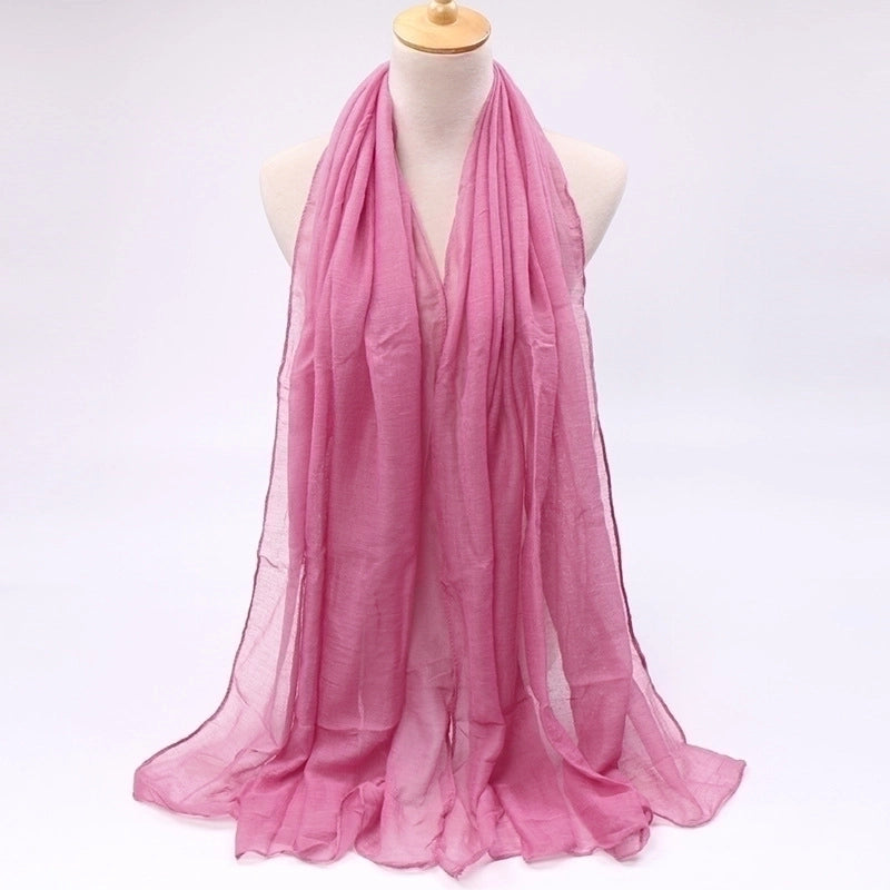 Women's Minimalist Solid Color Voile Sewing Cotton Linen Scarves