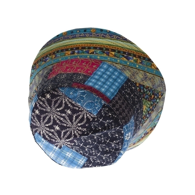 Unisex Ethnic Style Lattice Flowers Flat Eaves Bucket Hat