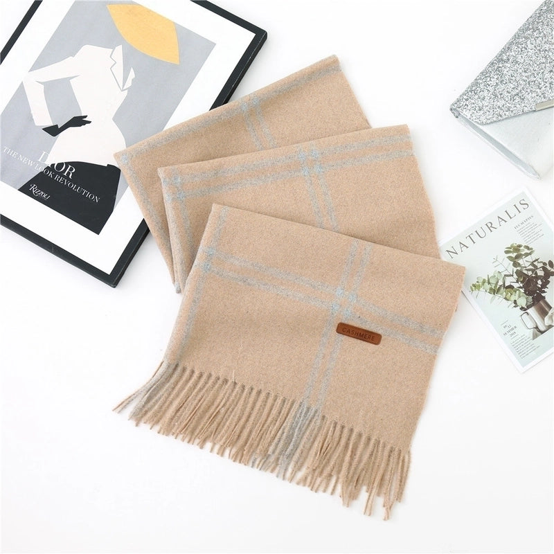 Double-line Plaid Scarf