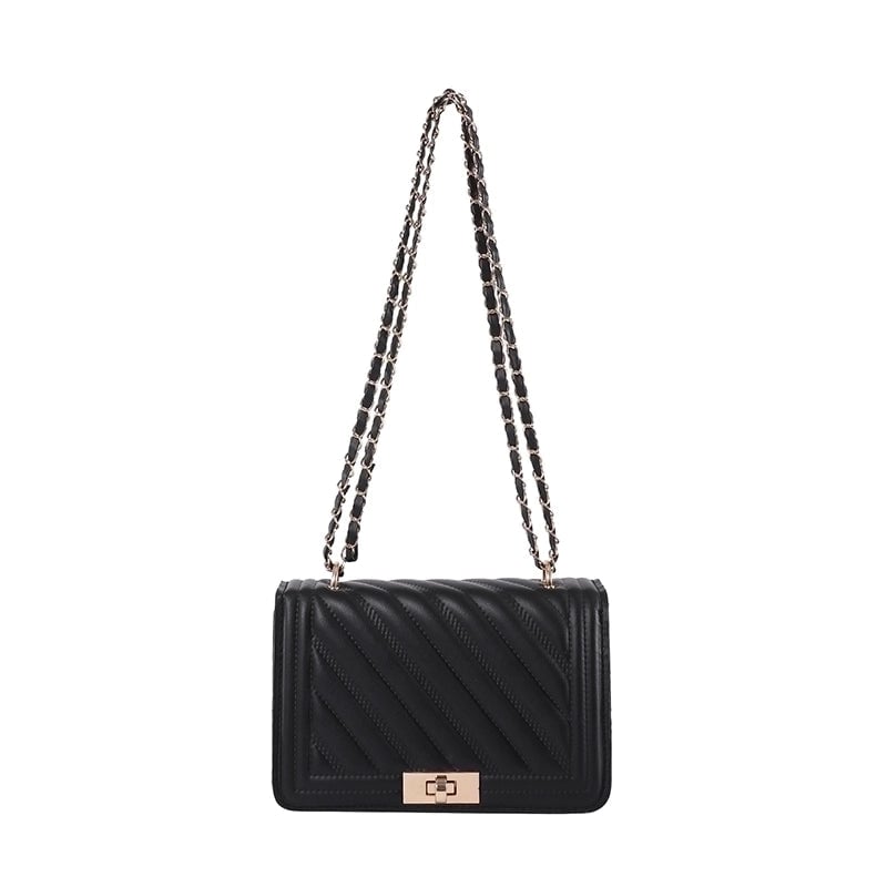 Women's Pu Leather Stripe Elegant Flip Cover Crossbody Bag