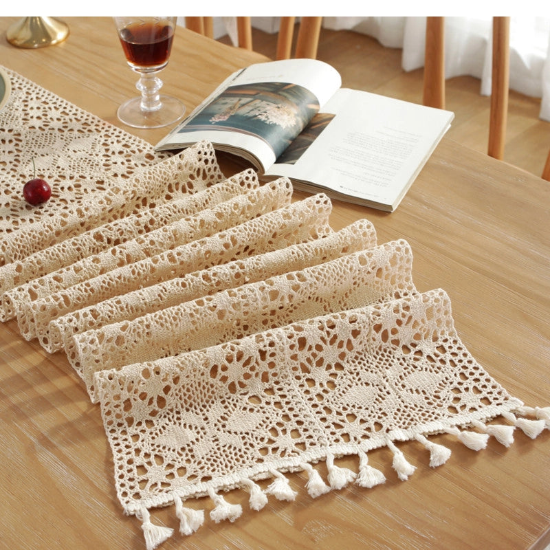 Le Xuan Show Beautiful Retro Flower Crochet Table Flag Hollow Tassel Table Table Flag Tea Table A Generation Of Hair