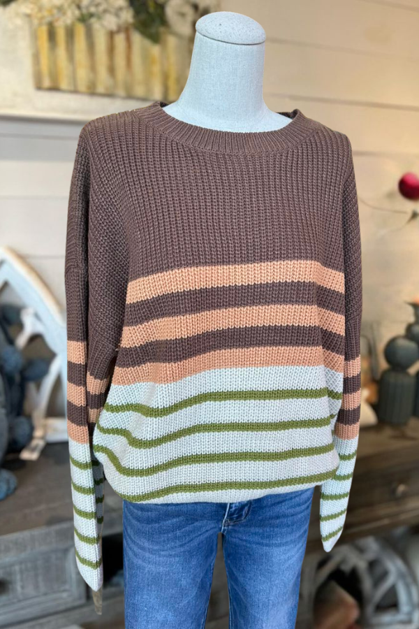 Colorblock Striped Knit Sweater