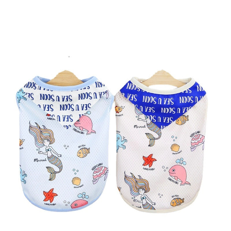 New Pet Clothes Teddy Bear Small And Medium Dog Clothes Comfortable Breathable Marine Mesh Vest