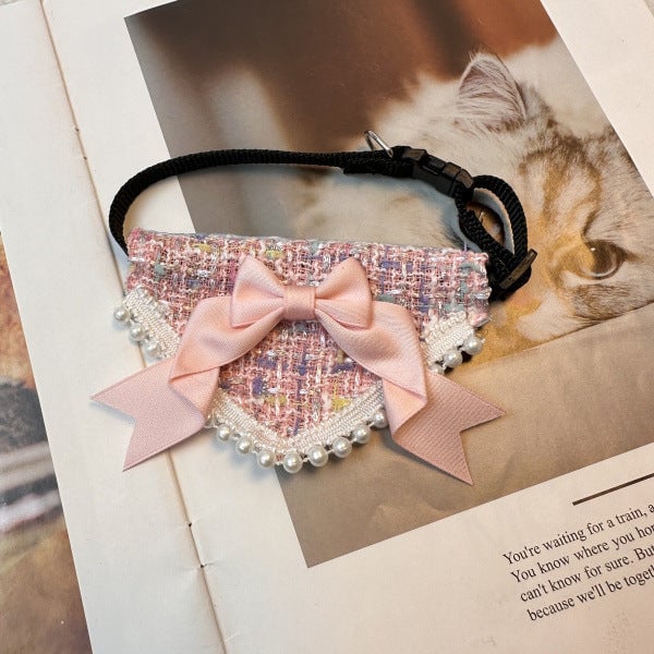 Elegant Bow Pearl Design Dog Cat Bib