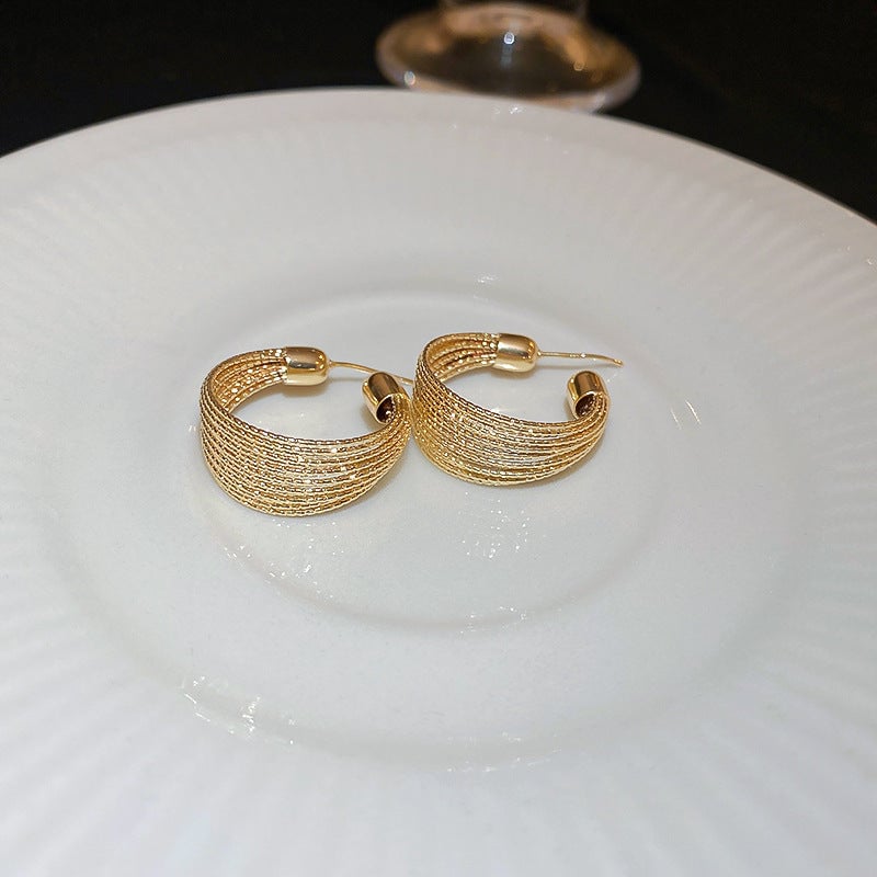 Circle Heart Geometric Metal Electroplating Earrings