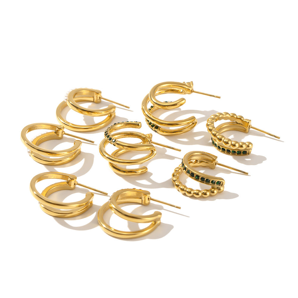 IG Style Irregular Geometric Stainless Steel 18K Gold Plated Earrings