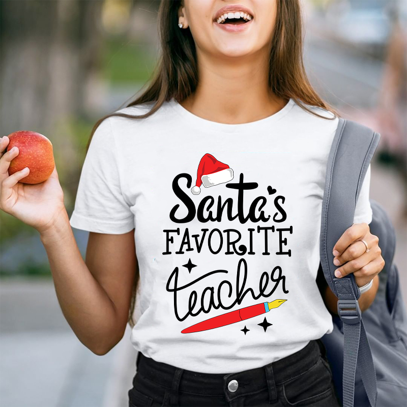 Christmas Santa's Favortie Teahcer T-Shirt