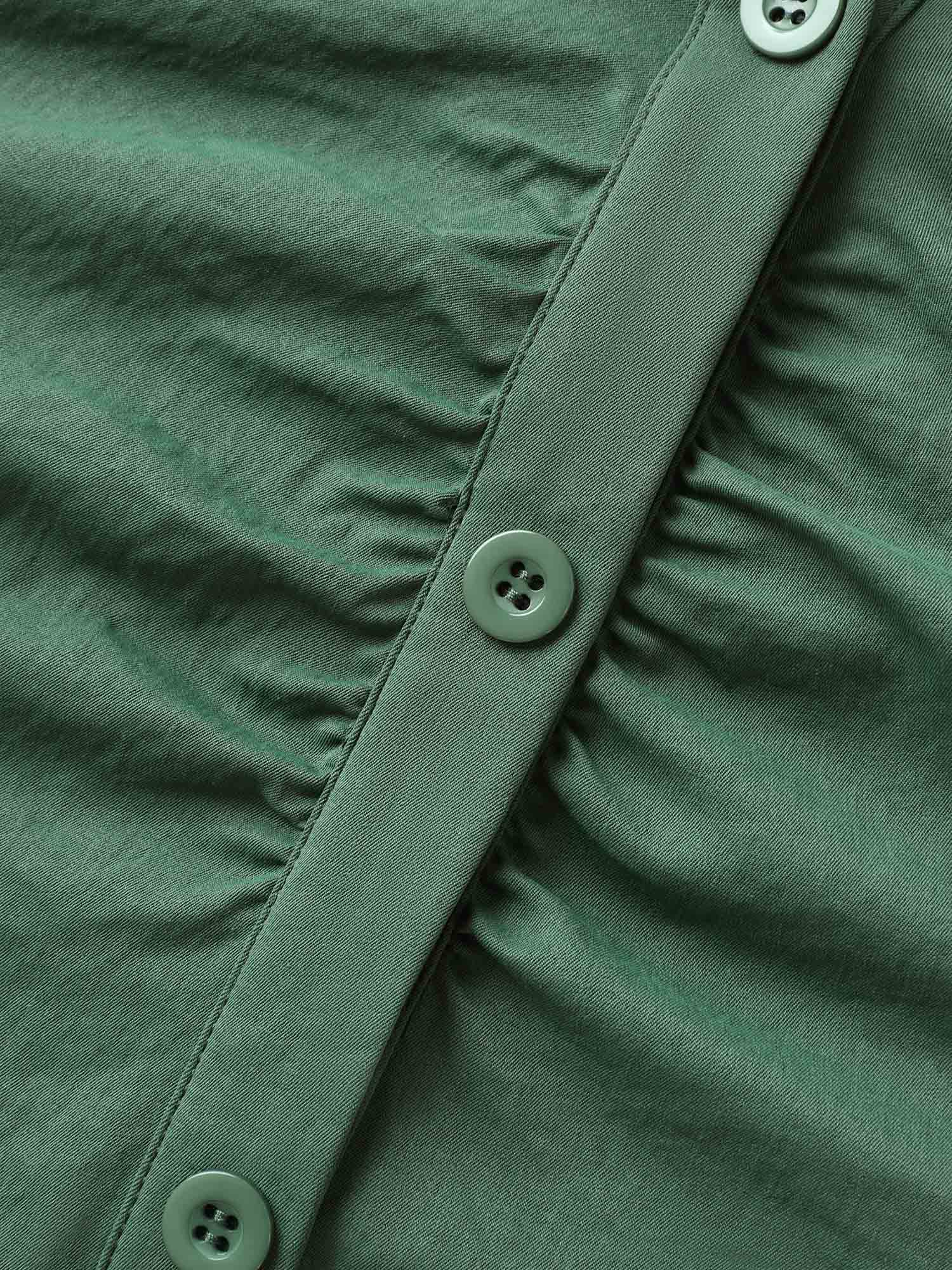 Ruched Cinched-Waist Shirt Dress
