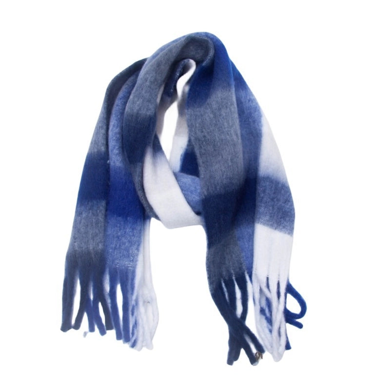 Hot New Autumn And Winter Men's And Women's Circle Yarn Coarse Tassel Plaid Scarf