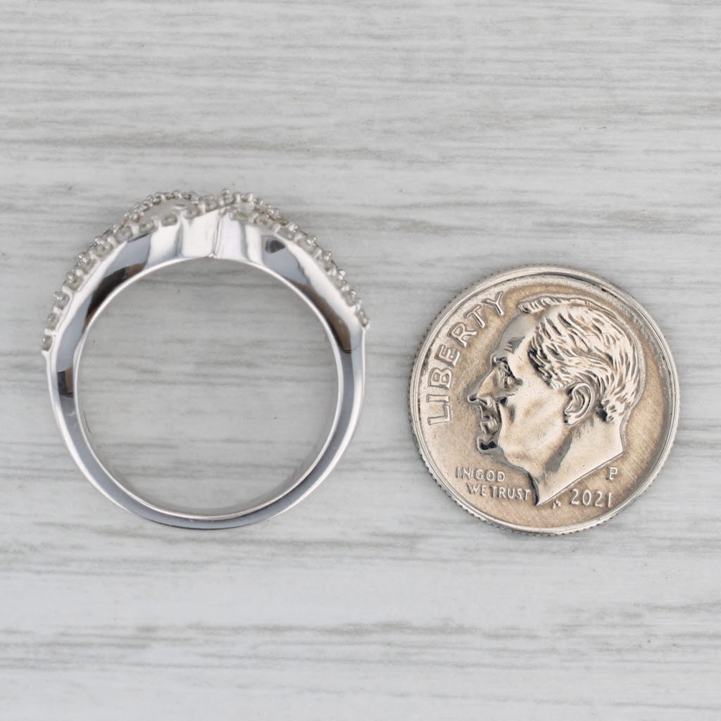 New 1.60ctw Channel Set Diamond Bypass Ring 14k White Gold Size 6