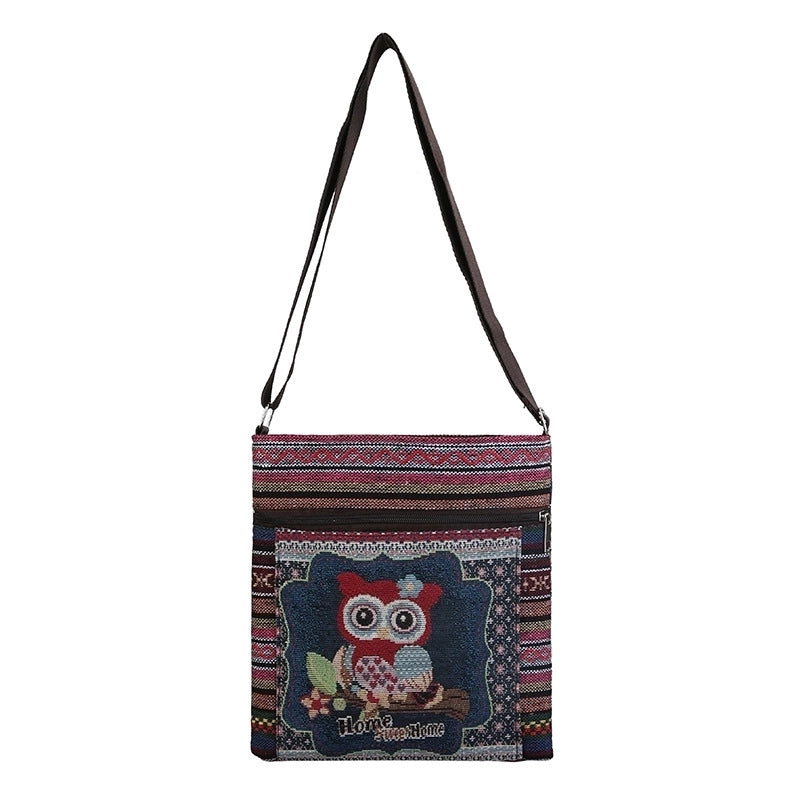 Women's Small Canvas Letter Basic Square Zipper Crossbody Bag