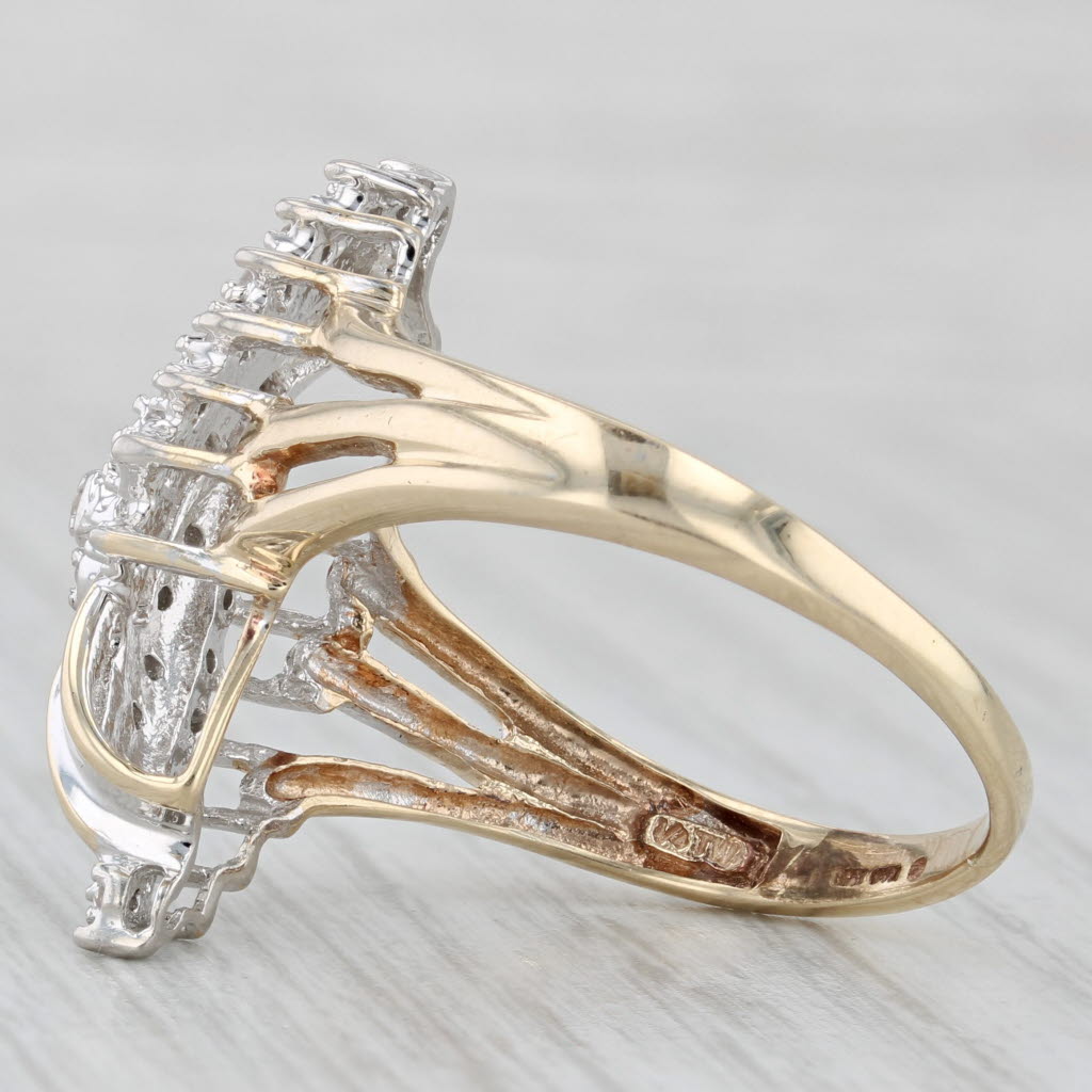 0.19ctw Diamond Cluster Ring 10k Yellow Gold Size 11.5 Cocktail