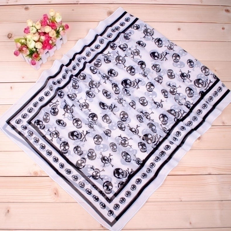 Women's Sweet Skull Chiffon Silk Scarf