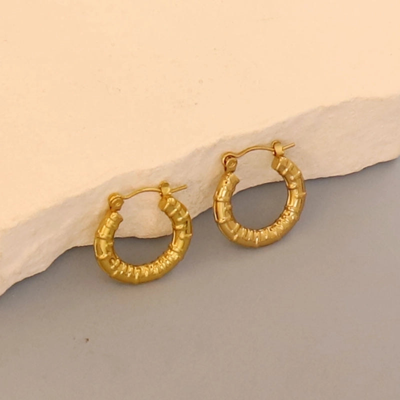 1 Pair Minimalist Pentagram Round Solid Color Plating 304 Stainless Steel 18K Gold Plated Earrings