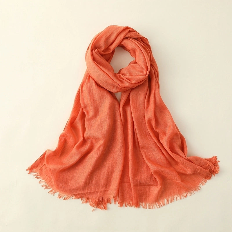Women's Elegant Solid Color Cotton Silk Scarves