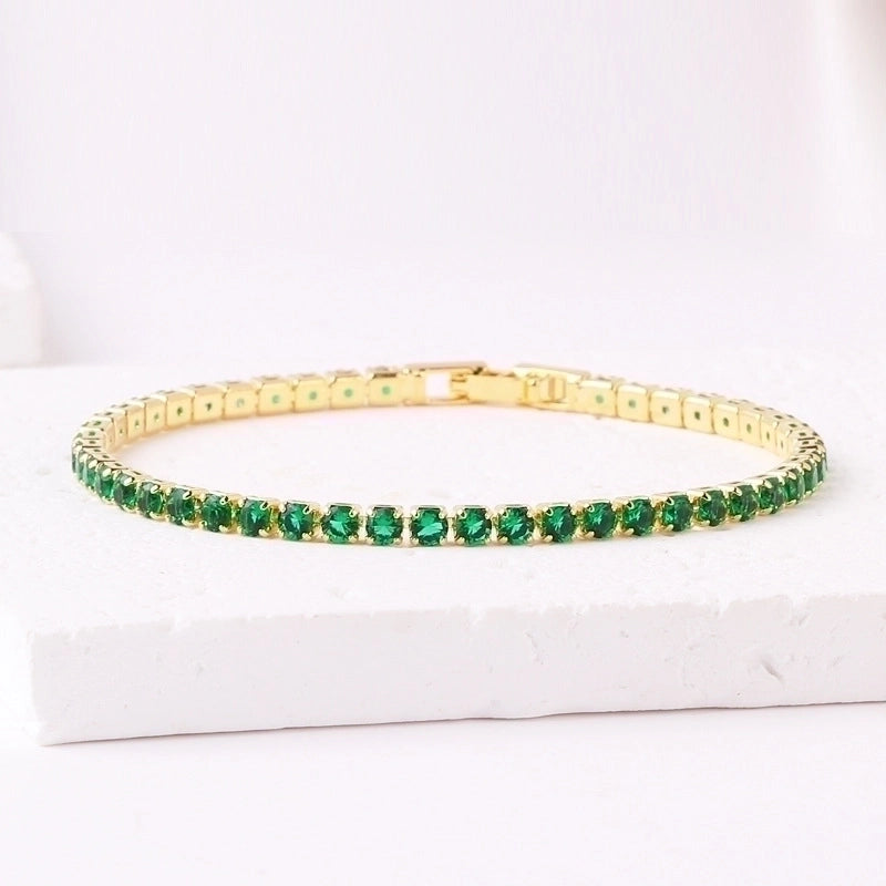 Copper Inlay Round Zircon Copper Bracelets