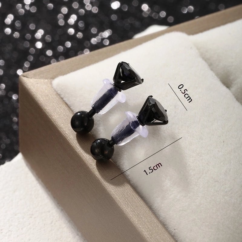 6 Pieces Hip-Hop Xuping Punk Solid Color Plating Inlay 304 Stainless Steel Artificial Gemstones 18K Gold Plated Raw Steel Ear Studs