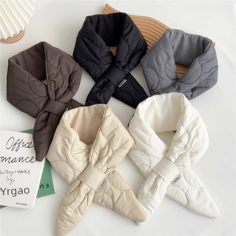 Winter Socket Cross Small Ear Scarf Female  Lazy Fashion Thick Warm Neck Protection Small Scarf