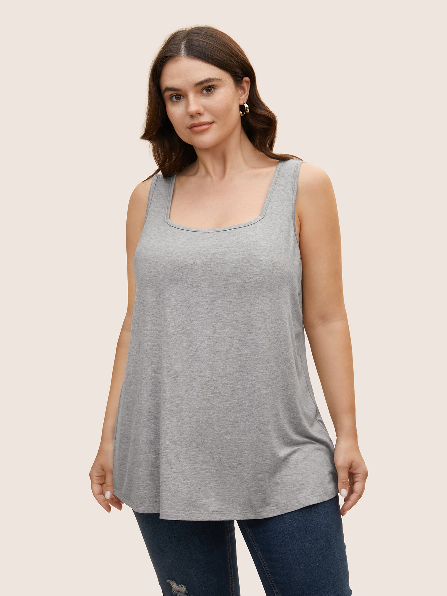 Supersoft Essentials Plain Square Neck Skinny Tank Top