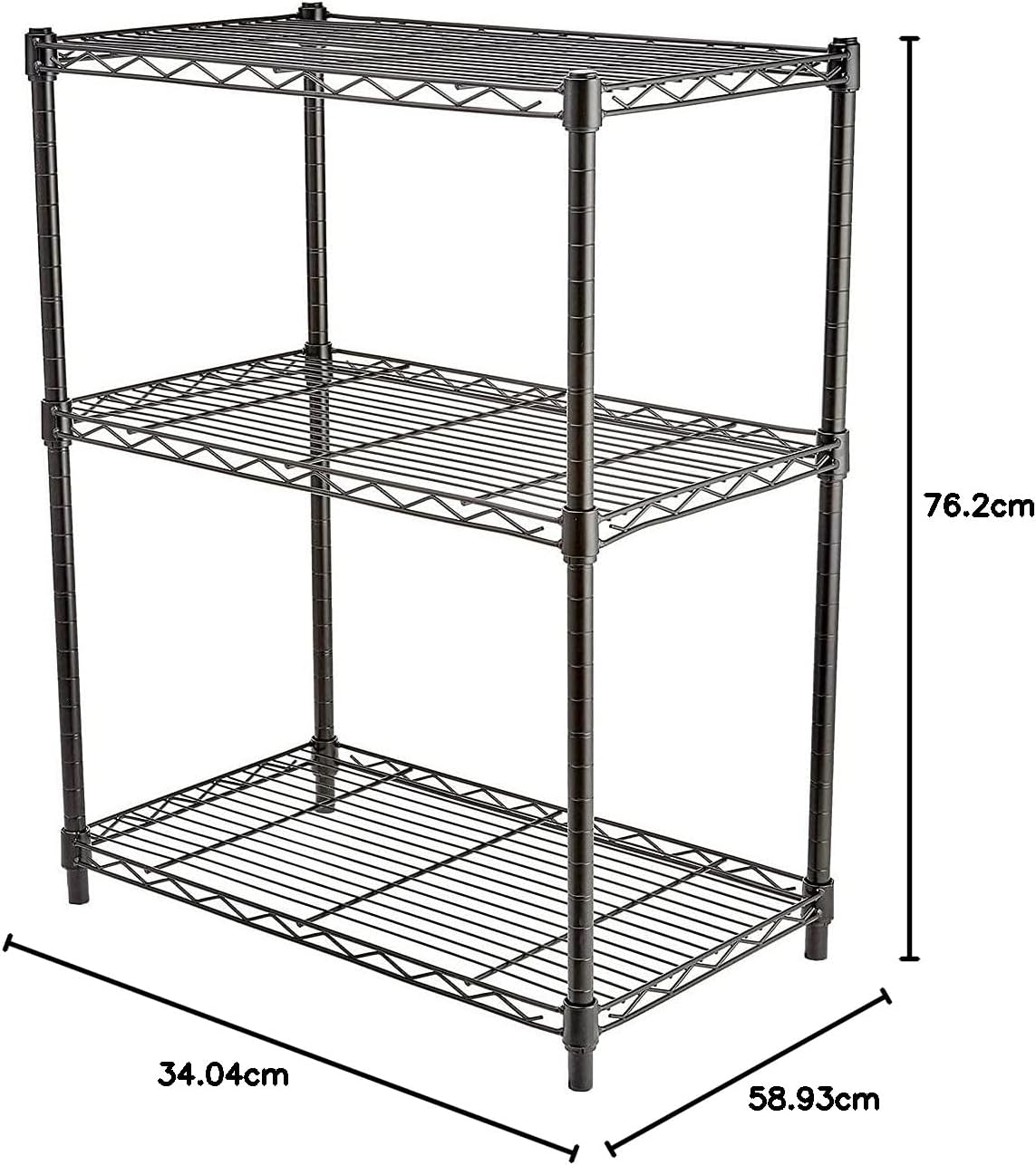 Amazon Basics 4-Shelf Steel Wire Storage Rack, Adjustable, Sturdy, Easy Assembly, 13.4 D x 23.2 W x 48 H in, Black