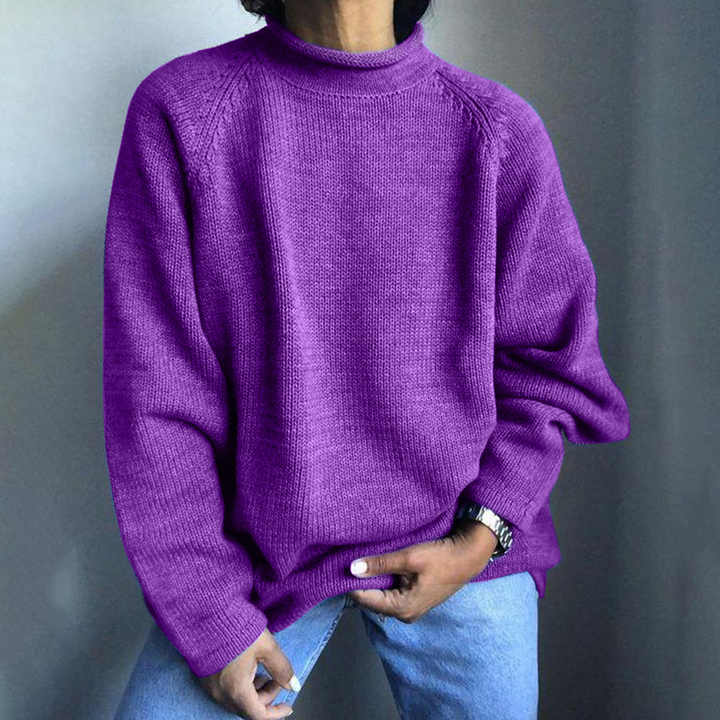 Solid Color Pullover Loose Mid Turtleneck Sweater