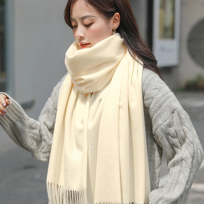 Autumn And Winter Imitation Cashmere Scarf Classic Double-sided Solid Color Men's And Women's Warm Large Shawl Dual-use Scarf