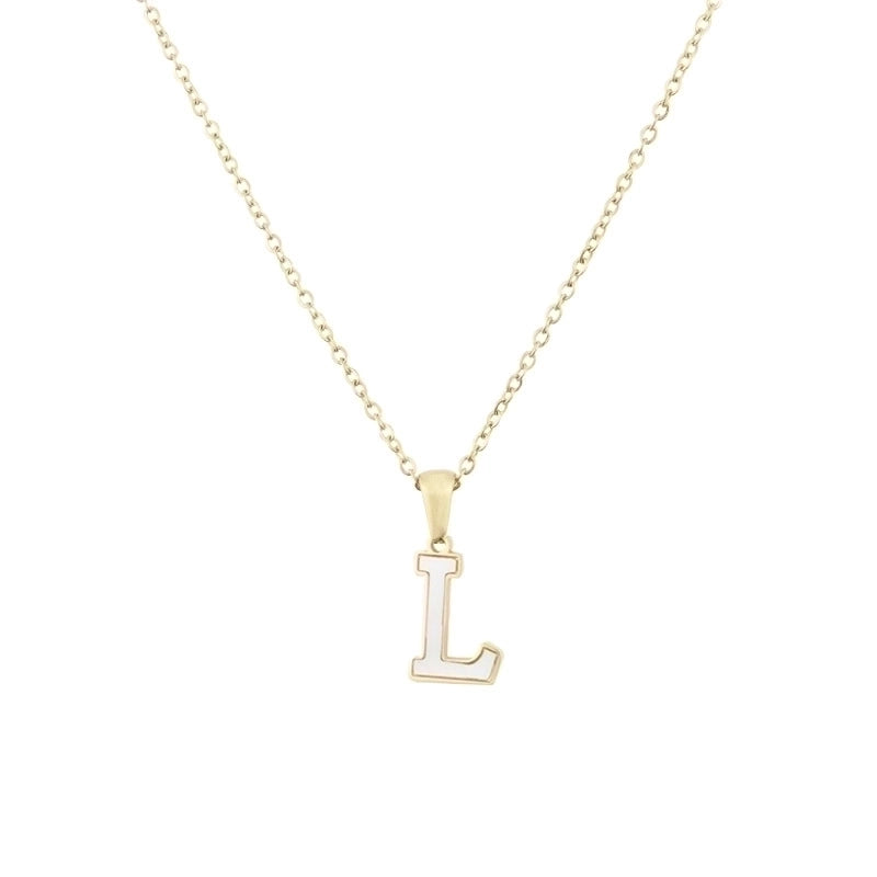 304 Stainless Steel Titanium Steel 18K Gold Plated Minimalist Plating Inlaid Shell Letter Shell